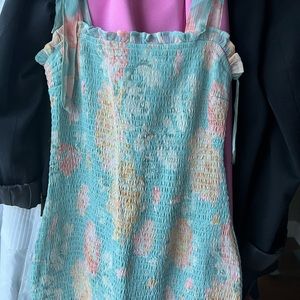 Abercrombie floral tie strap smocked midi dress